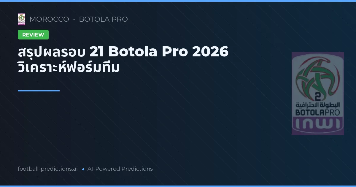 สรุปผลรอบ 21 Botola Pro 2026 วิเคราะห์ฟอร์มทีม