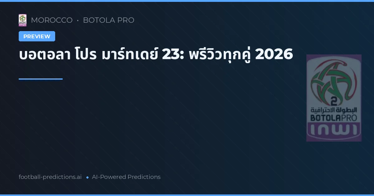บอตอลา โปร มาร์ทเดย์ 23: พรีวิวทุกคู่ 2026