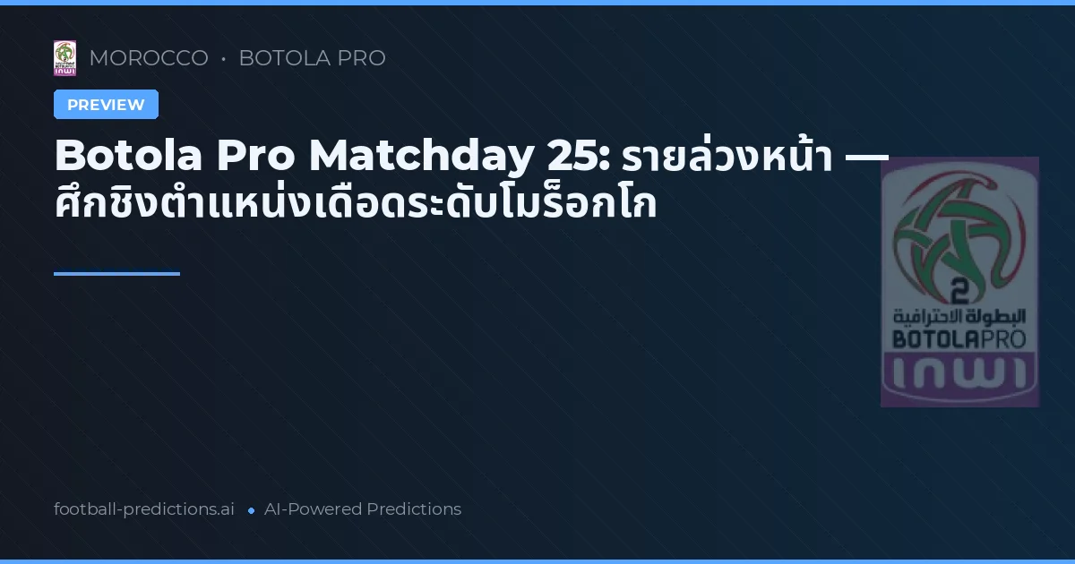 Botola Pro Matchday 25: รายล่วงหน้า — ศึกชิงตำแหน่งเดือดระดับโมร็อกโก