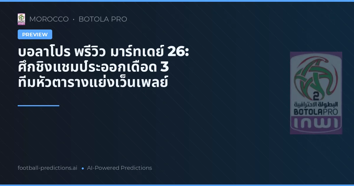 บอลาโปร พรีวิว มาร์ทเดย์ 26: ศึกชิงแชมป์ระออกเดือด 3 ทีมหัวตารางแย่งเว็นเพลย์