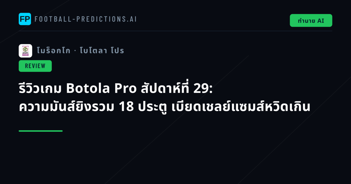 รีวิวเกม Botola Pro สัปดาห์ที่ 29: ความมันส์ยิงรวม 18 ประตู เบียดเชลย์แซมส์หวิดเกิน