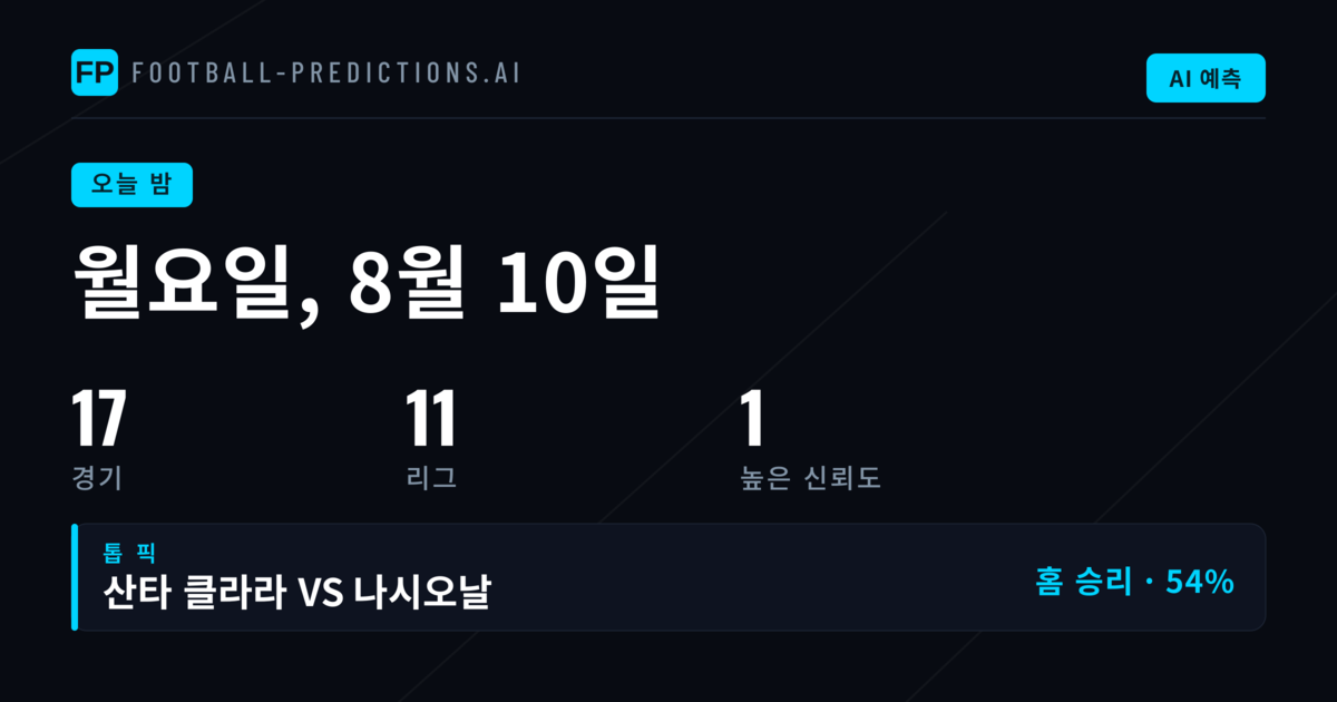 프리메라 디비시온을 포함한 8월 10일 경기 분석