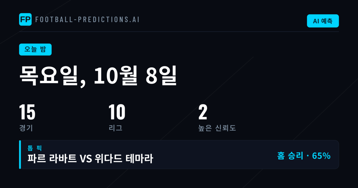 오늘의 축구 예측: 2026년 10월 8일 글로벌 경기 분석