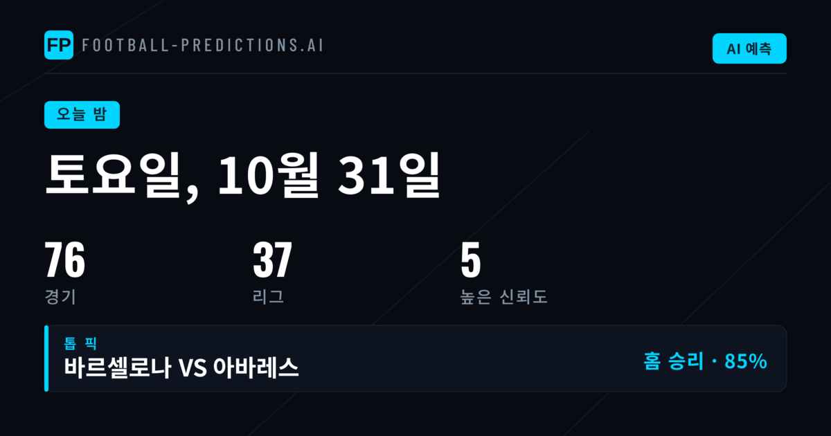 축구 예측 & 베팅 팁 — 토요일, 10월 31일, 2026