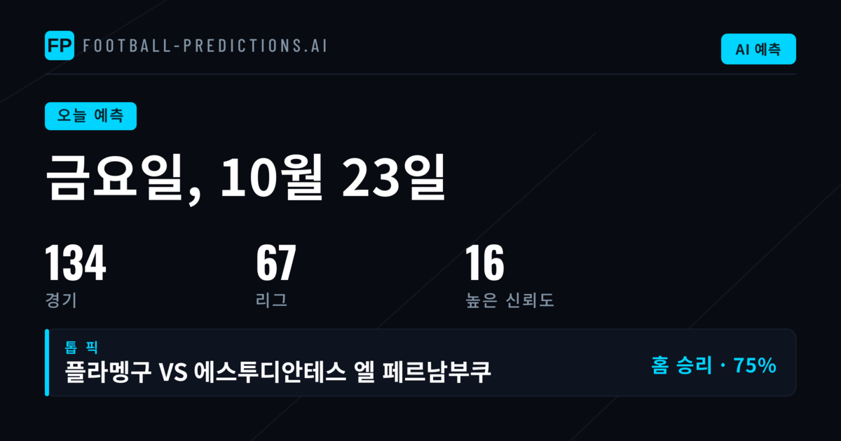 2026년 10월 23일 금요일 오늘의 1X2 추천