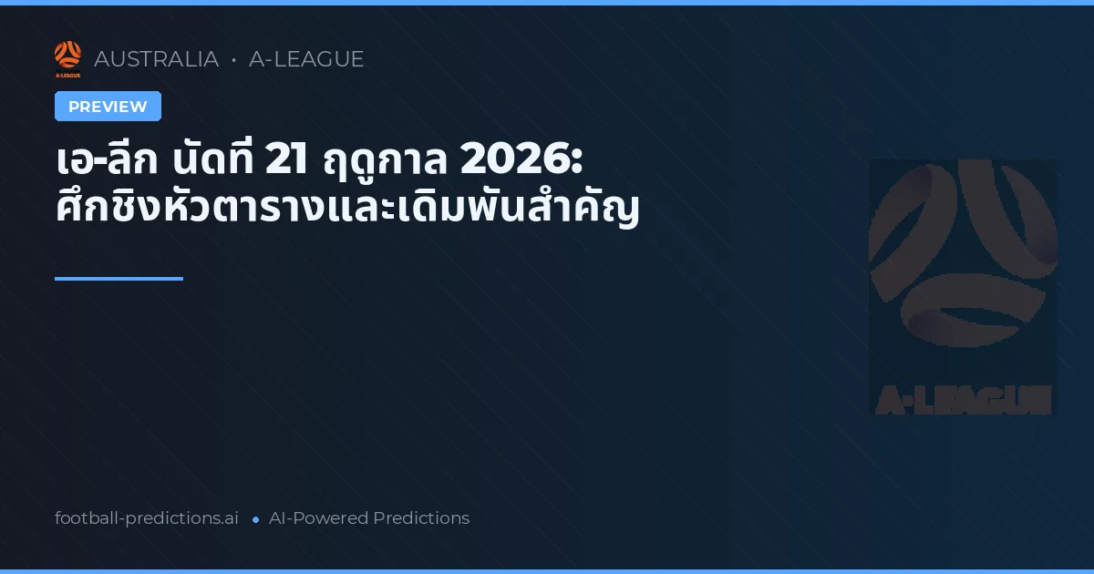 เอ-ลีก นัดที่ 21 ฤดูกาล 2026: ศึกชิงหัวตารางและเดิมพันสำคัญ