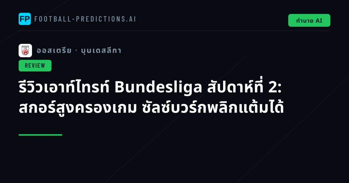 รีวิวเอาท์ไทรท์ Bundesliga สัปดาห์ที่ 2: สกอร์สูงครองเกม ซัลซ์บวร์กพลิกแต้มได้