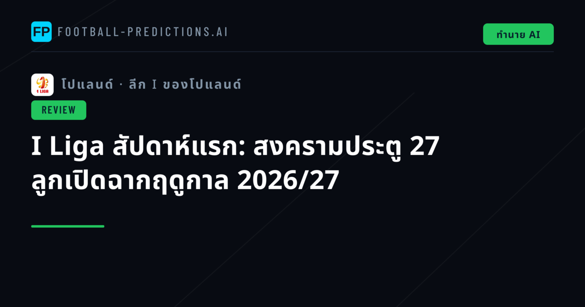I Liga สัปดาห์แรก: สงครามประตู 27 ลูกเปิดฉากฤดูกาล 2026/27