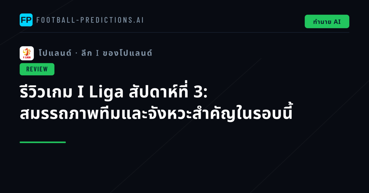 รีวิวเกม I Liga สัปดาห์ที่ 3: สมรรถภาพทีมและจังหวะสำคัญในรอบนี้