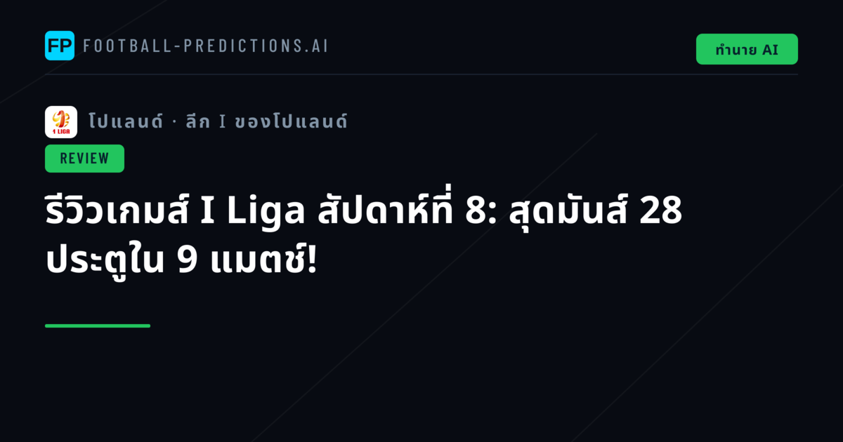 รีวิวเกมส์ I Liga สัปดาห์ที่ 8: สุดมันส์ 28 ประตูใน 9 แมตช์!