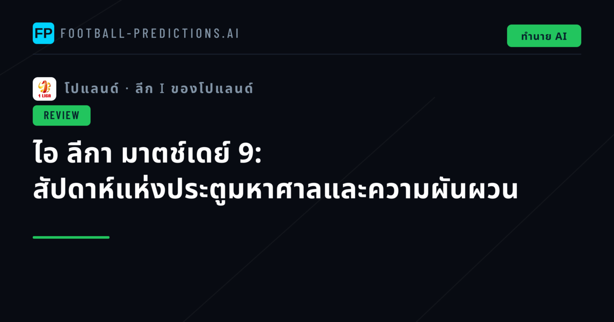 ไอ ลีกา มาตช์เดย์ 9: สัปดาห์แห่งประตูมหาศาลและความผันผวน