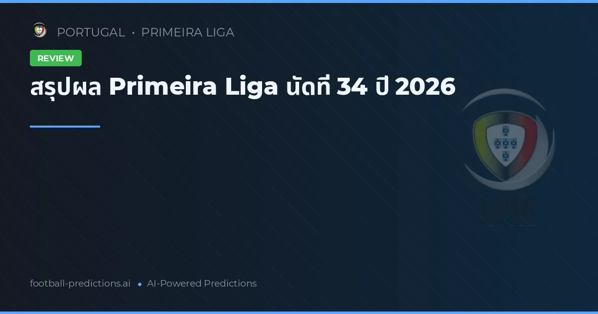 สรุปผล Primeira Liga นัดที่ 34 ปี 2026