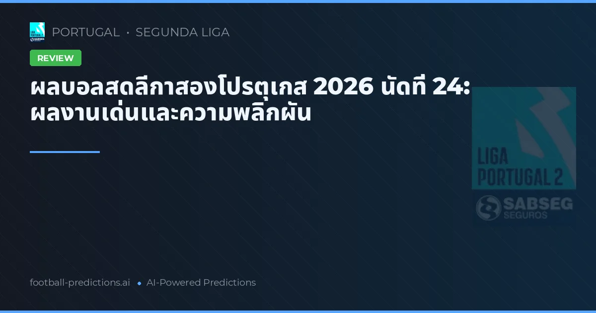 ผลบอลสดลีกาสองโปรตุเกส 2026 นัดที่ 24: ผลงานเด่นและความพลิกผัน