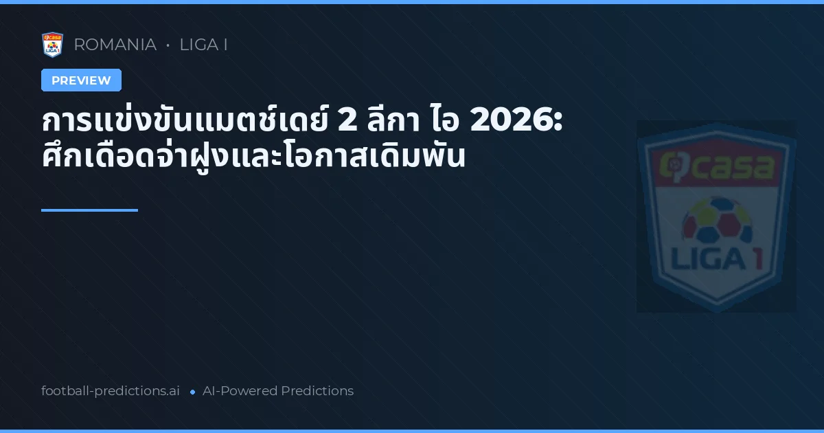 การแข่งขันแมตช์เดย์ 2 ลีกา ไอ 2026: ศึกเดือดจ่าฝูงและโอกาสเดิมพัน