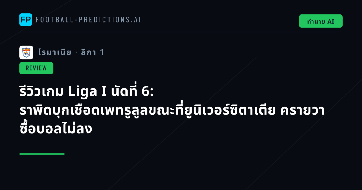 รีวิวเกม Liga I นัดที่ 6: ราพิดบุกเชือดเพทรูลูลขณะที่ยูนิเวอร์ซิตาเตีย ครายวา ซื้อบอลไม่ลง