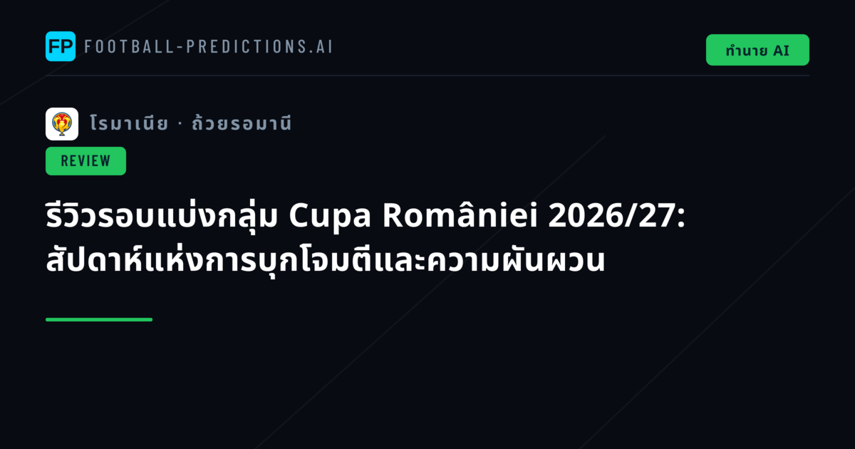รีวิวรอบแบ่งกลุ่ม Cupa României 2026/27: สัปดาห์แห่งการบุกโจมตีและความผันผวน