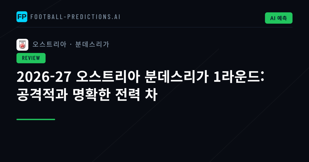 2026-27 오스트리아 분데스리가 1라운드: 공격적과 명확한 전력 차