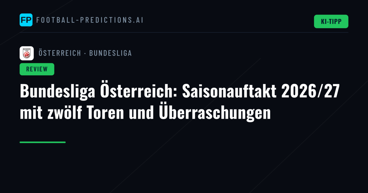 Bundesliga Österreich: Saisonauftakt 2026/27 mit zwölf Toren und Überraschungen