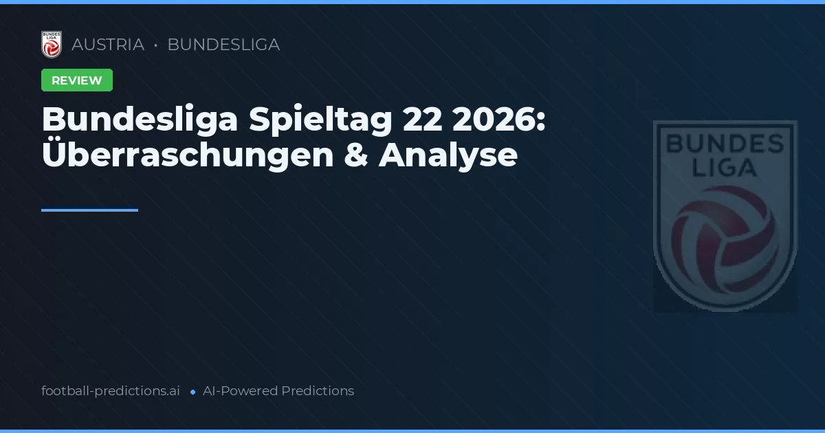 Bundesliga Spieltag 22 2026: Überraschungen & Analyse