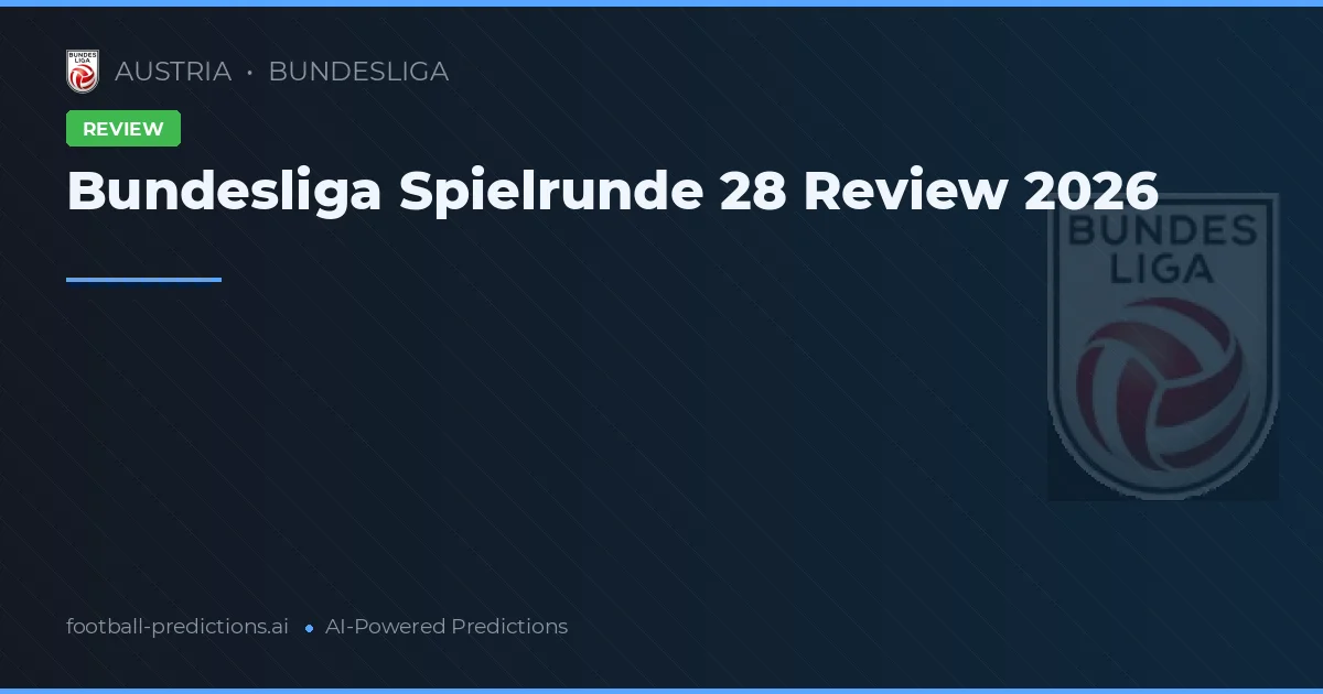 Bundesliga Spielrunde 28 Review 2026