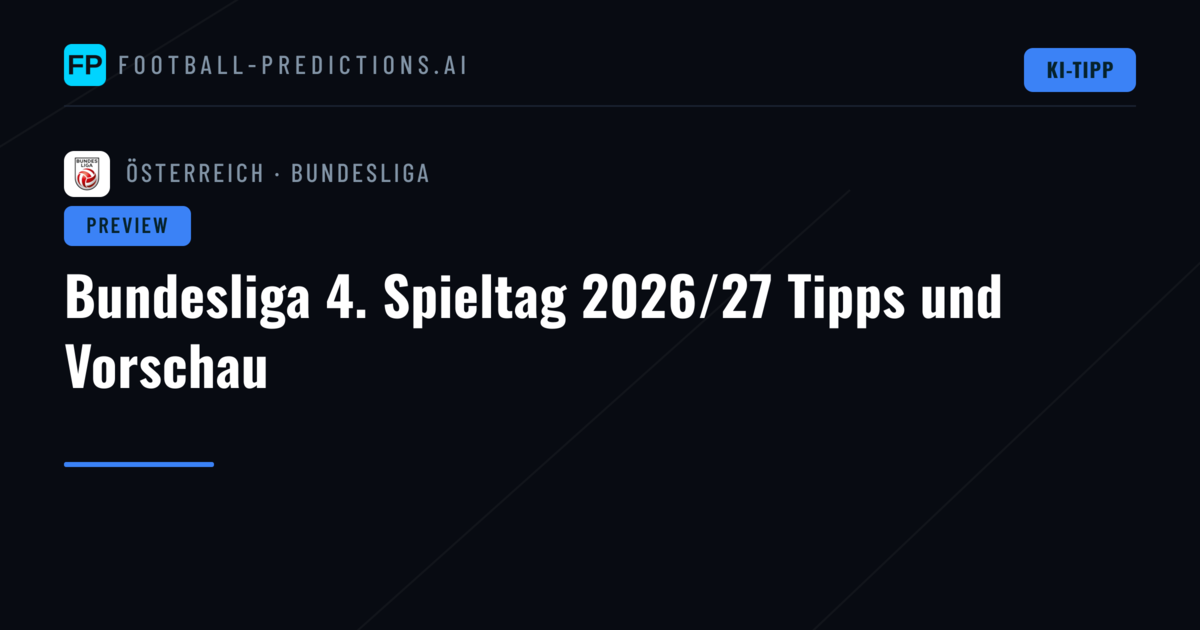 Bundesliga 4. Spieltag 2026/27 Tipps und Vorschau