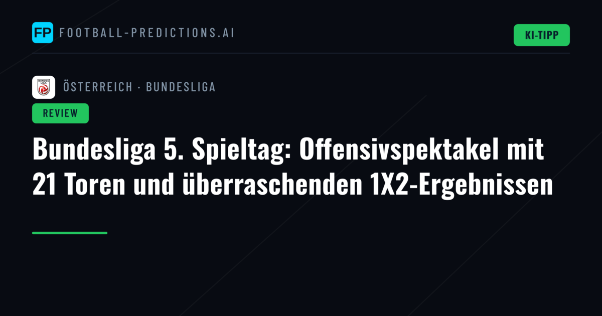 Bundesliga 5. Spieltag: Offensivspektakel mit 21 Toren und überraschenden 1X2-Ergebnissen