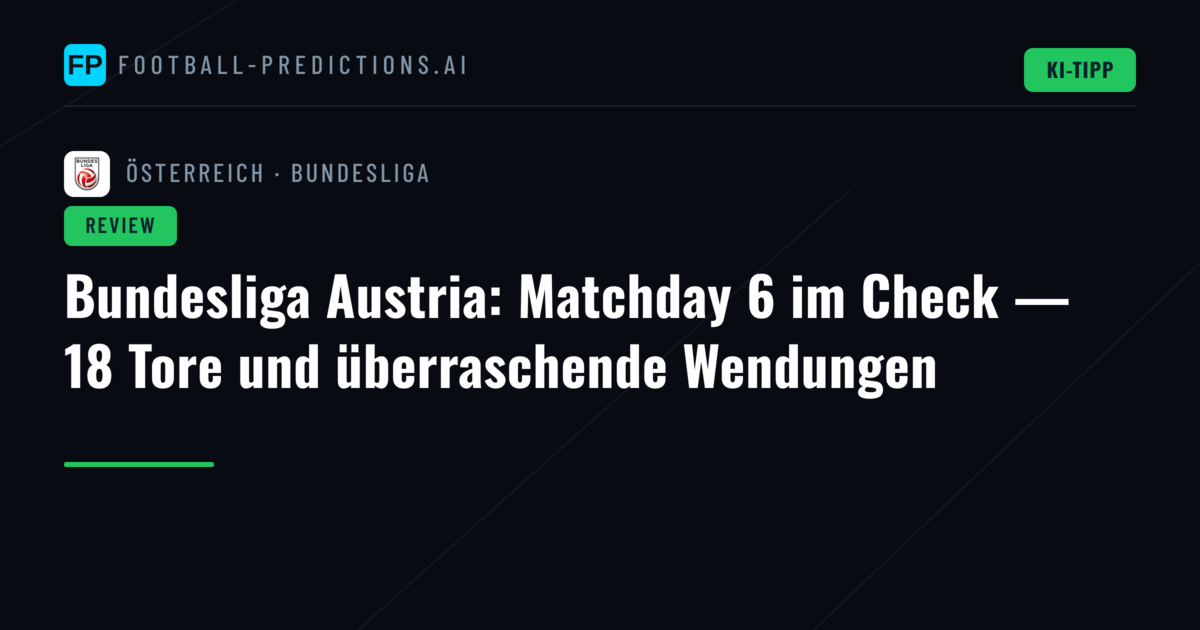 Bundesliga Austria: Matchday 6 im Check — 18 Tore und überraschende Wendungen