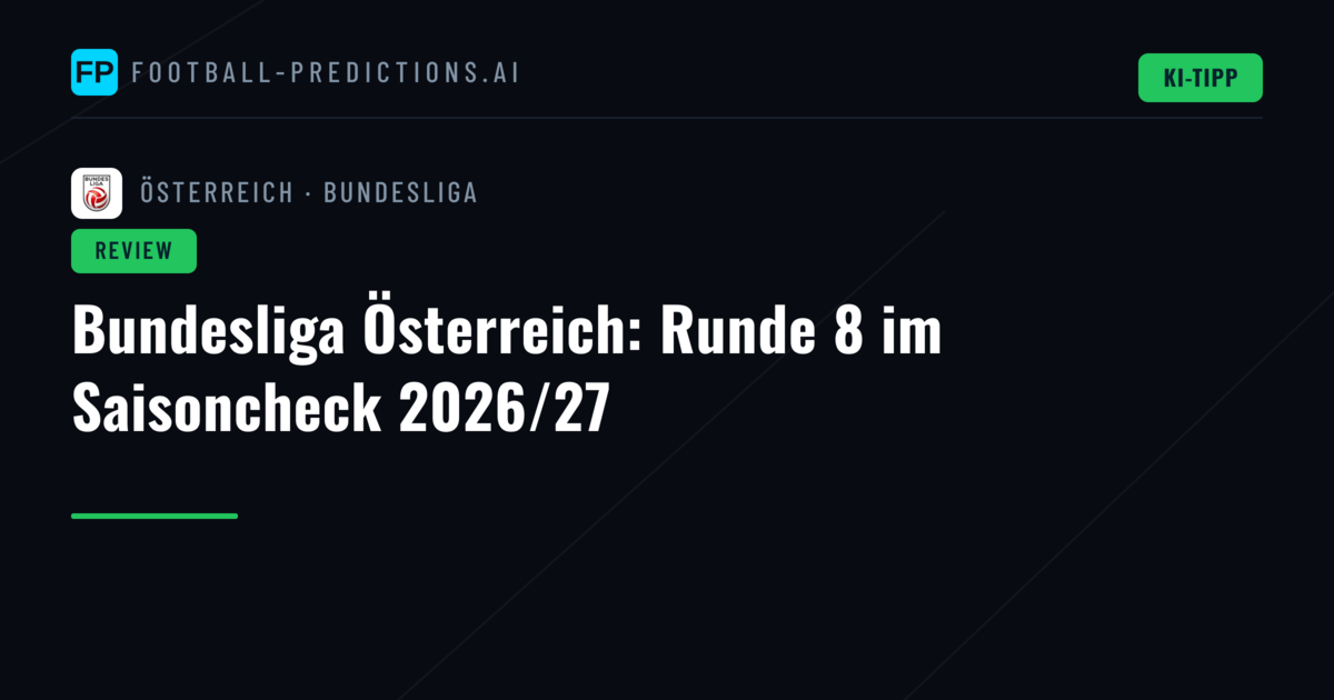 Bundesliga Österreich: Runde 8 im Saisoncheck 2026/27