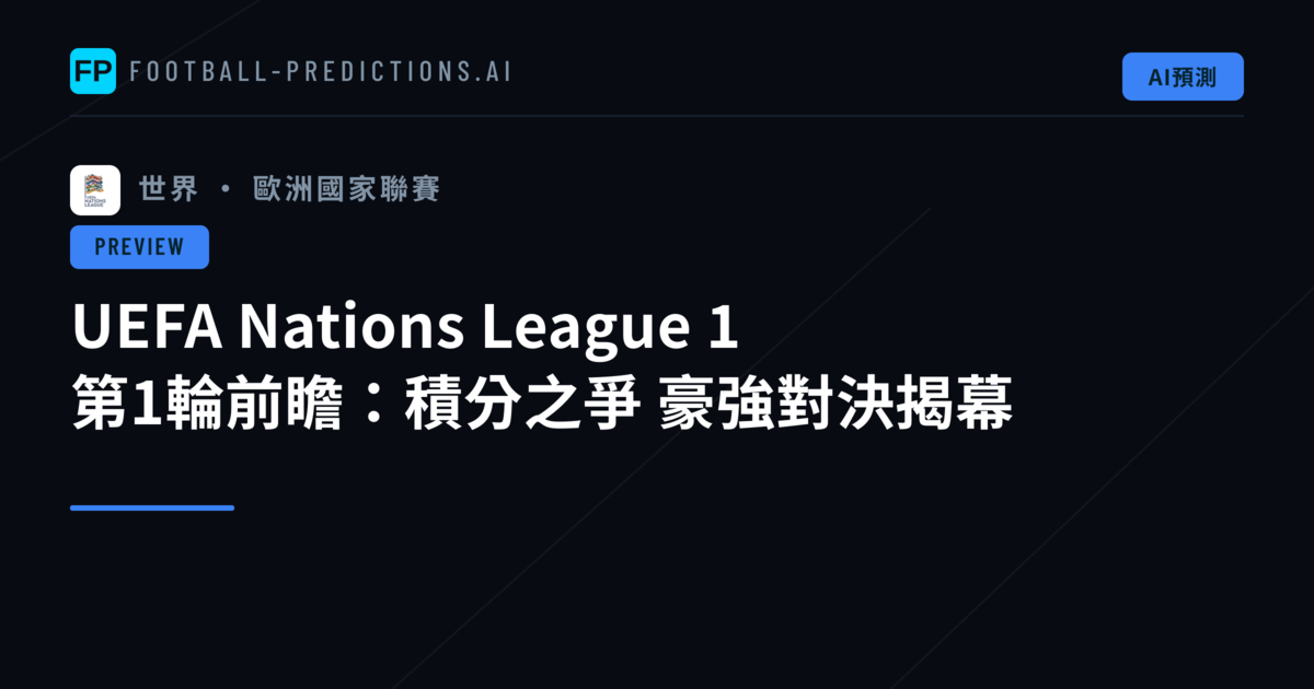 UEFA Nations League 1 第1輪前瞻：積分之爭　豪強對決揭幕