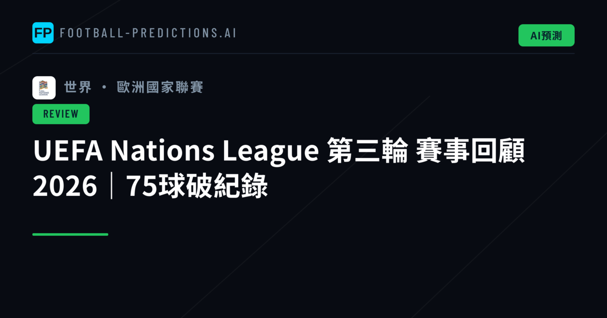 UEFA Nations League 第三輪 賽事回顧 2026｜75球破紀錄