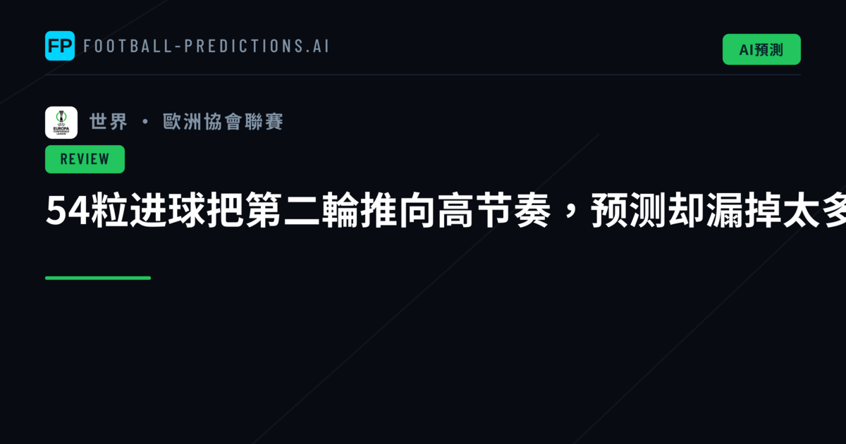 54粒进球把第二輪推向高节奏，预测却漏掉太多平局