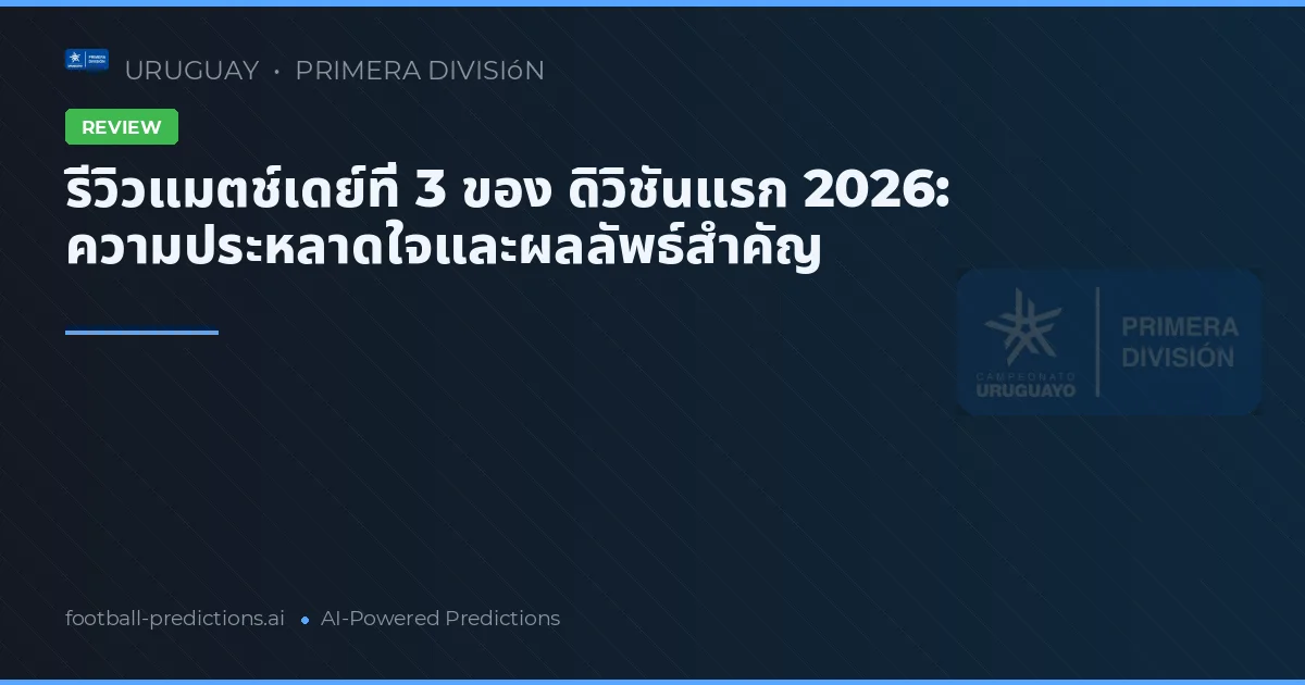 รีวิวแมตช์เดย์ที่ 3 ของ ดิวิชันแรก 2026: ความประหลาดใจและผลลัพธ์สำคัญ