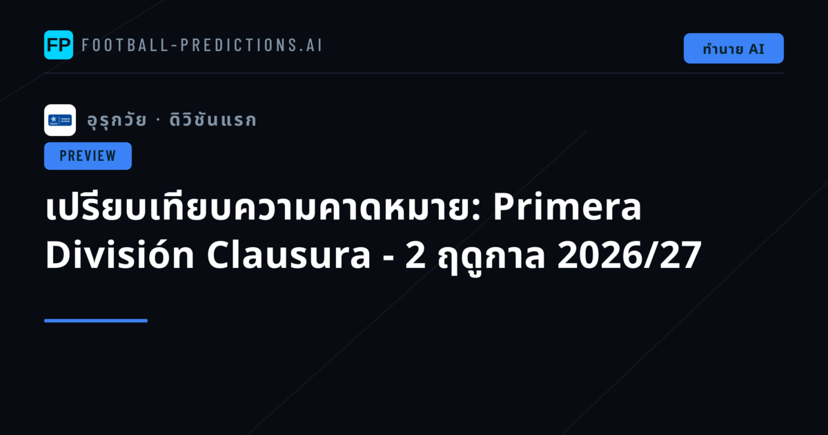 เปรียบเทียบความคาดหมาย: Primera División Clausura - 2 ฤดูกาล 2026/27