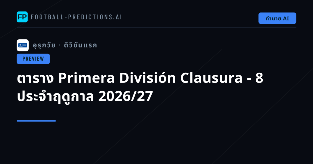 ตาราง Primera División Clausura - 8 ประจำฤดูกาล 2026/27
