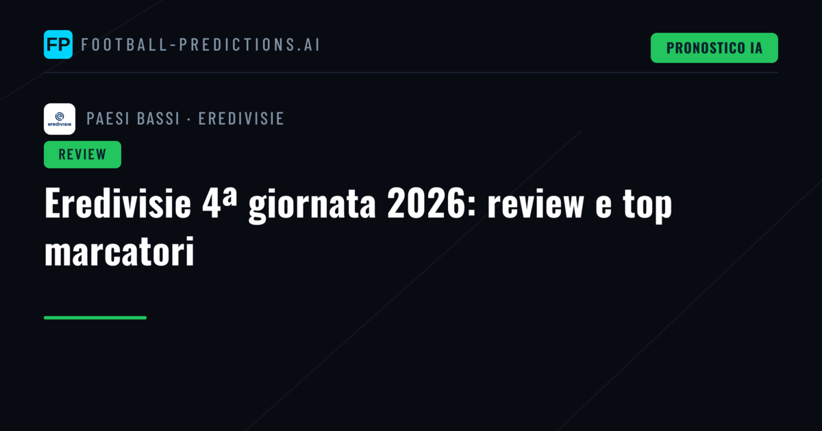 Eredivisie 4ª giornata 2026: review e top marcatori