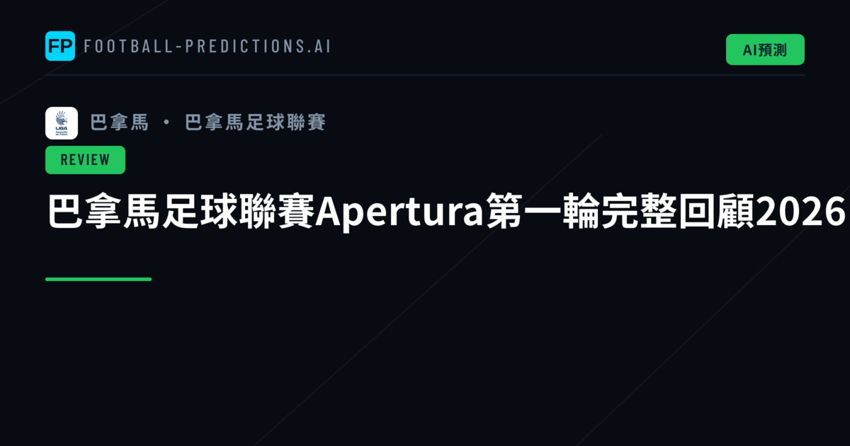 巴拿馬足球聯賽Apertura第一輪完整回顧2026