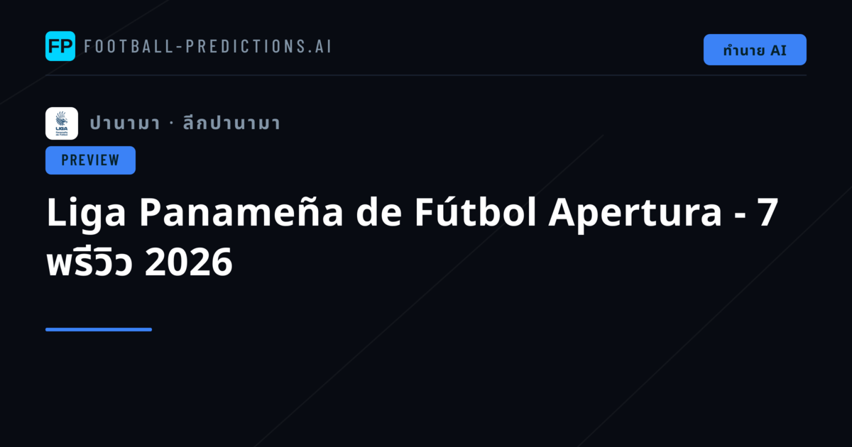 Liga Panameña de Fútbol Apertura - 7 พรีวิว 2026