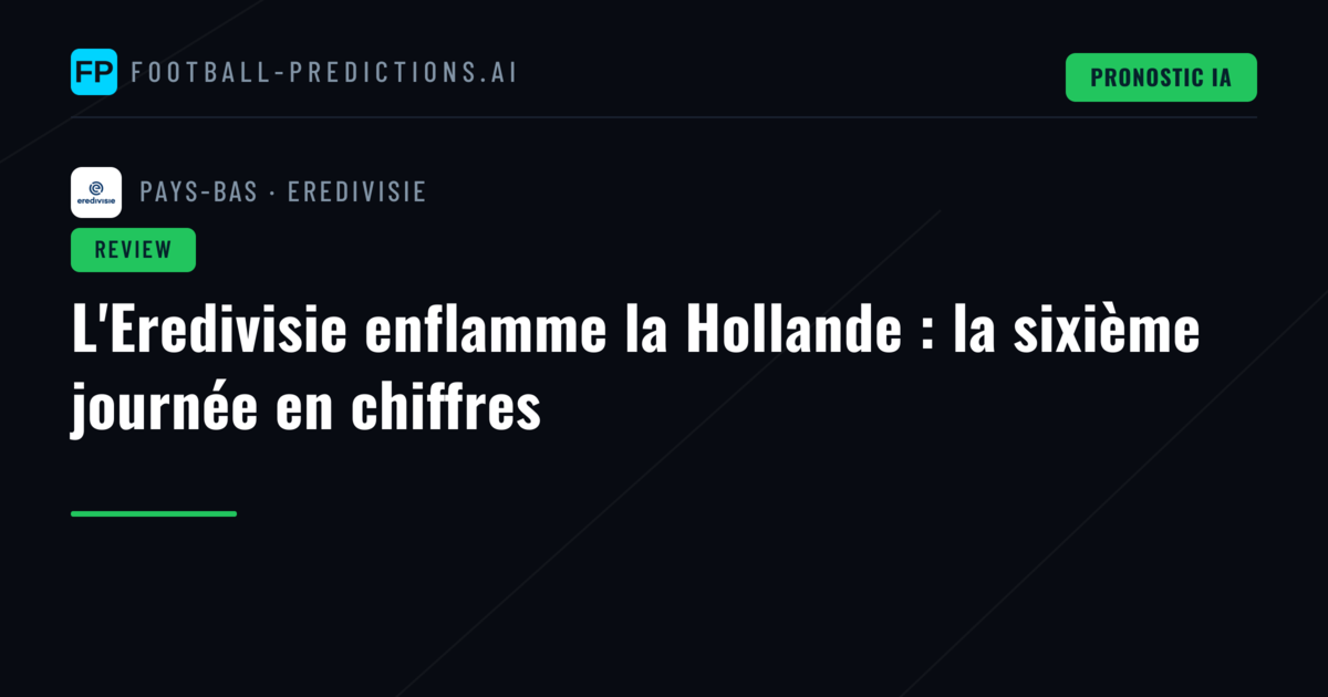 L'Eredivisie enflamme la Hollande : la sixième journée en chiffres