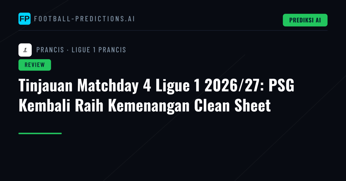 Tinjauan Matchday 4 Ligue 1 2026/27: PSG Kembali Raih Kemenangan Clean Sheet