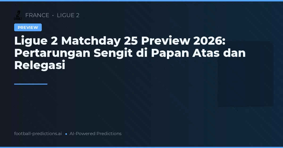 Ligue 2 Matchday 25 Preview 2026: Pertarungan Sengit di Papan Atas dan Relegasi
