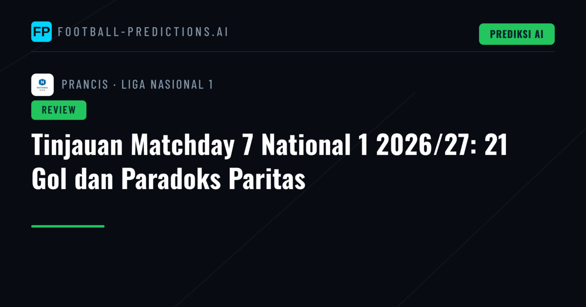 Tinjauan Matchday 7 National 1 2026/27: 21 Gol dan Paradoks Paritas