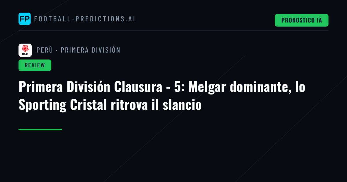 Primera División Clausura - 5: Melgar dominante, lo Sporting Cristal ritrova il slancio