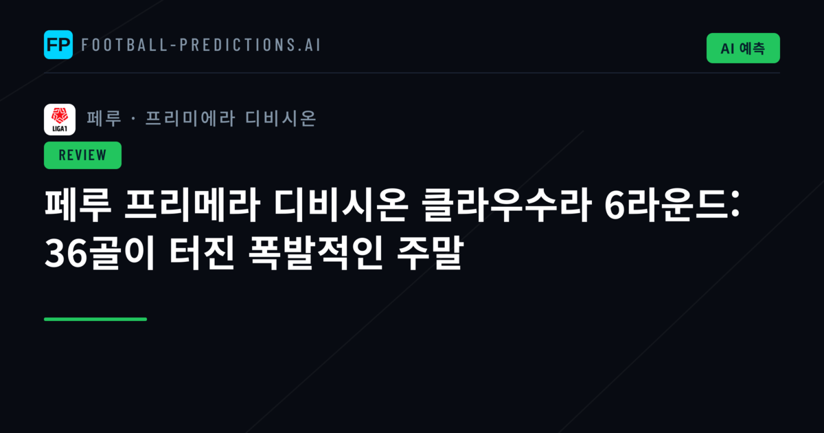 페루 프리메라 디비시온 클라우수라 6라운드: 36골이 터진 폭발적인 주말