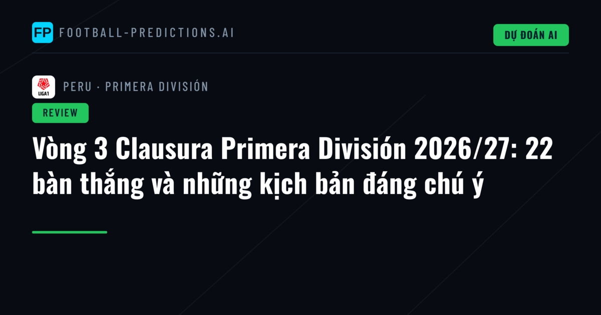 Vòng 3 Clausura Primera División 2026/27: 22 bàn thắng và những kịch bản đáng chú ý