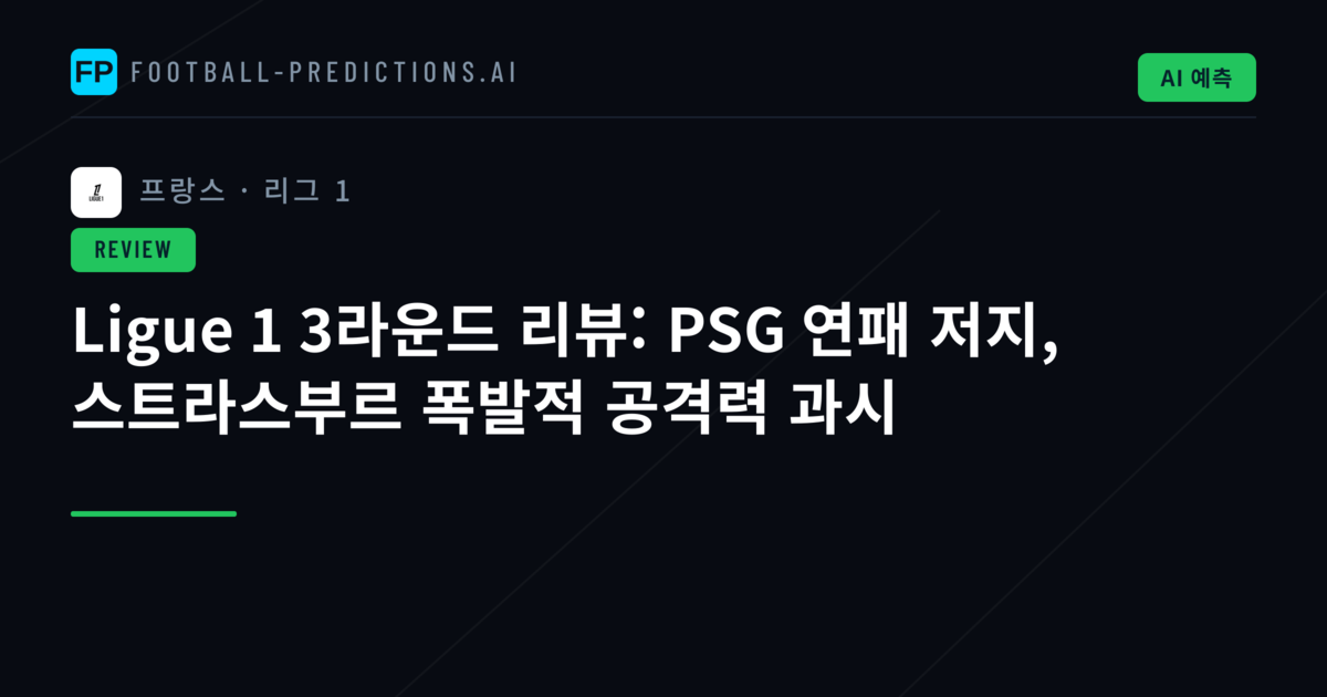 Ligue 1 3라운드 리뷰: PSG 연패 저지, 스트라스부르 폭발적 공격력 과시