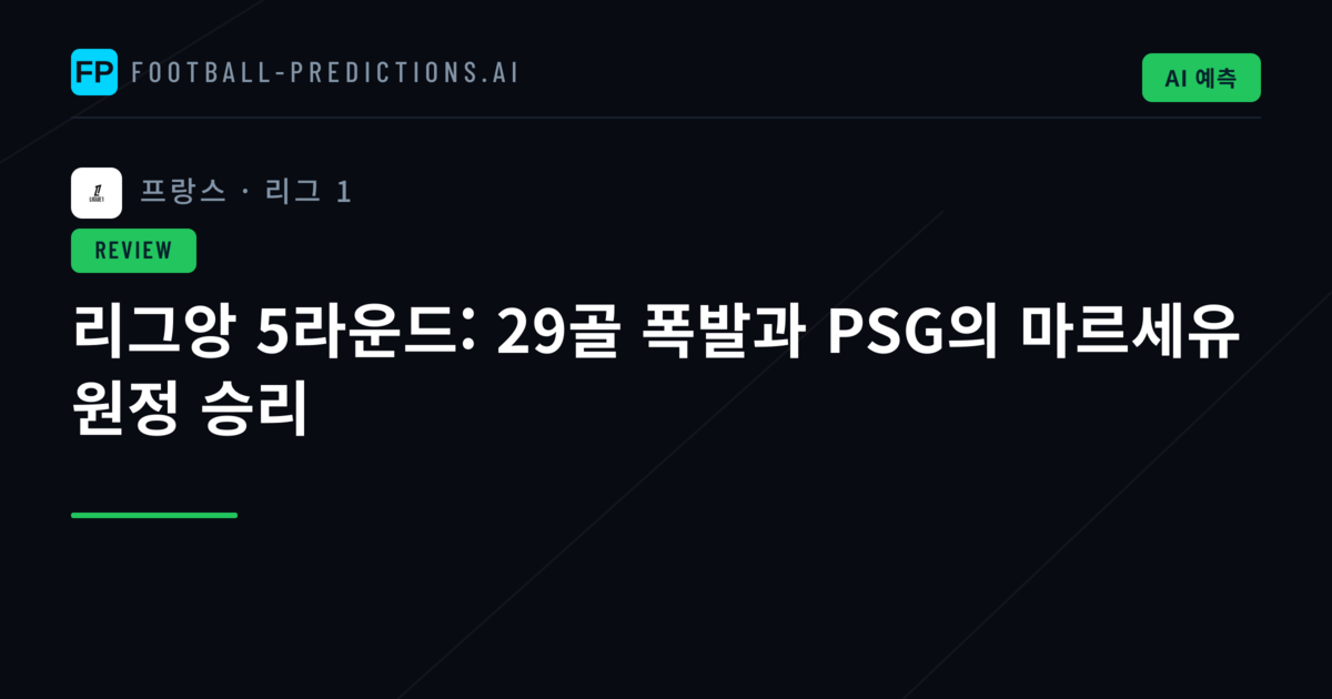 리그앙 5라운드: 29골 폭발과 PSG의 마르세유 원정 승리