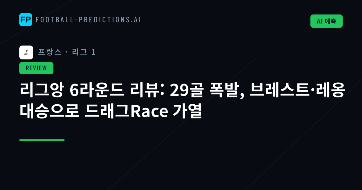리그앙 6라운드 리뷰: 29골 폭발, 브레스트·레옹 대승으로 드래그Race 가열