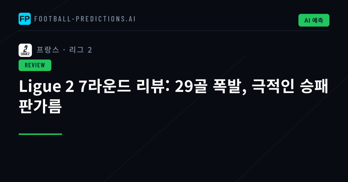Ligue 2 7라운드 리뷰: 29골 폭발, 극적인 승패 판가름