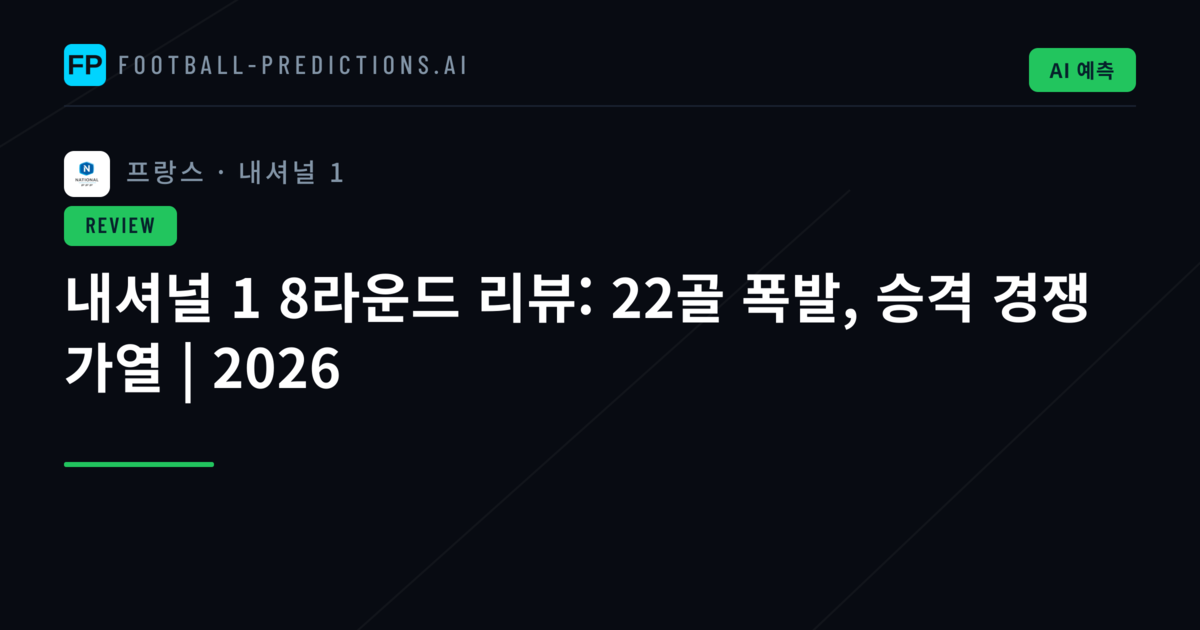 내셔널 1 8라운드 리뷰: 22골 폭발, 승격 경쟁 가열 | 2026