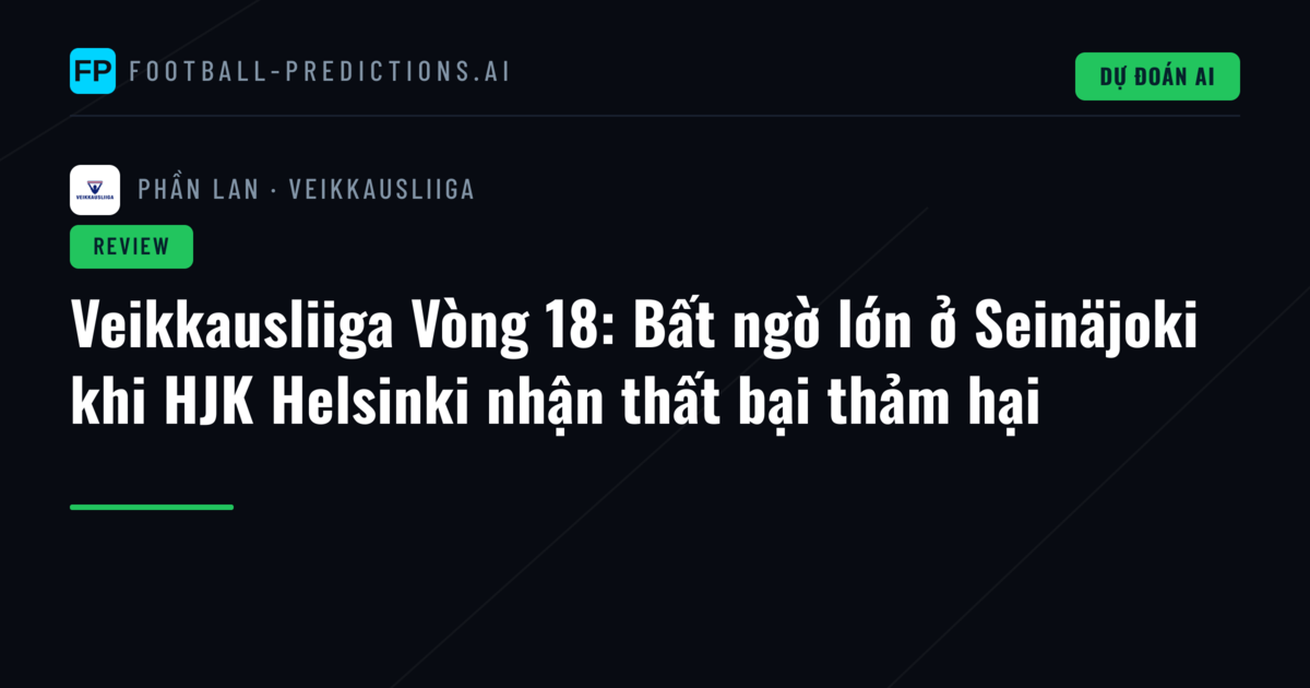 Veikkausliiga Vòng 18: Bất ngờ lớn ở Seinäjoki khi HJK Helsinki nhận thất bại thảm hại